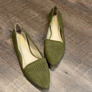 MIA ESIE LASER CUT FLATS OLIVE GREEN